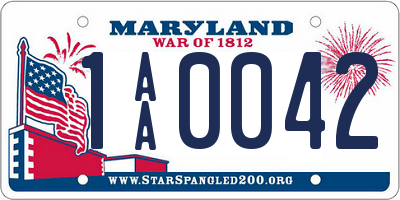 MD license plate 1AA0042