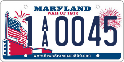 MD license plate 1AA0045