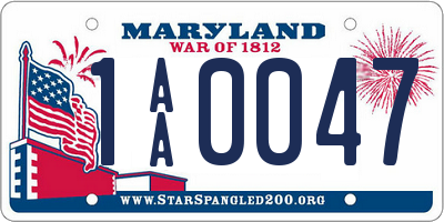 MD license plate 1AA0047