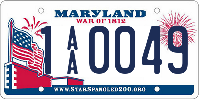 MD license plate 1AA0049