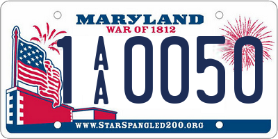 MD license plate 1AA0050