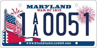 MD license plate 1AA0051