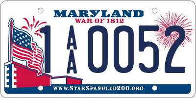 MD license plate 1AA0052