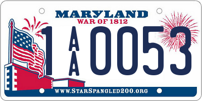 MD license plate 1AA0053