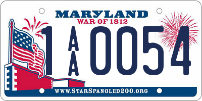 MD license plate 1AA0054