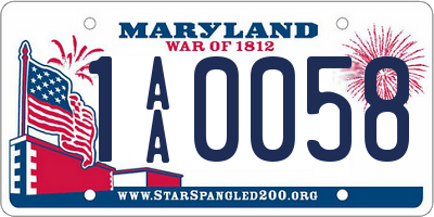 MD license plate 1AA0058