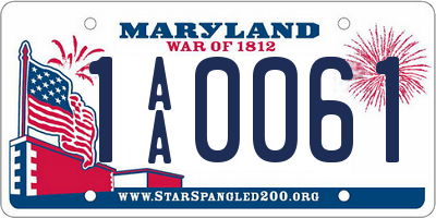 MD license plate 1AA0061