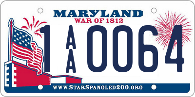 MD license plate 1AA0064