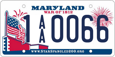 MD license plate 1AA0066