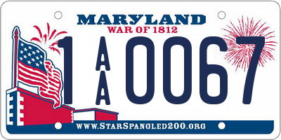 MD license plate 1AA0067