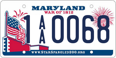 MD license plate 1AA0068