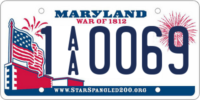 MD license plate 1AA0069