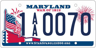 MD license plate 1AA0070