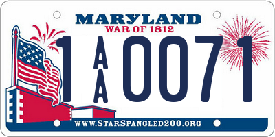 MD license plate 1AA0071