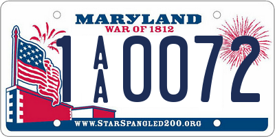 MD license plate 1AA0072