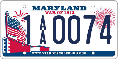 MD license plate 1AA0074