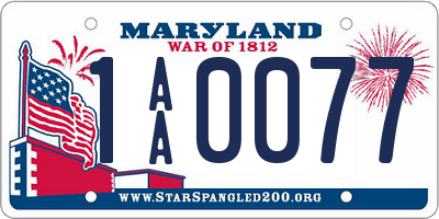 MD license plate 1AA0077