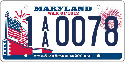 MD license plate 1AA0078