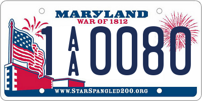 MD license plate 1AA0080