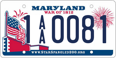 MD license plate 1AA0081