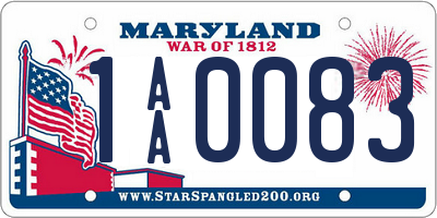 MD license plate 1AA0083