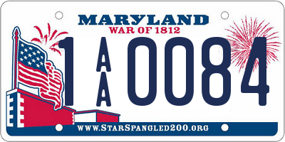 MD license plate 1AA0084