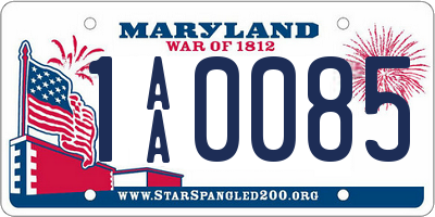 MD license plate 1AA0085