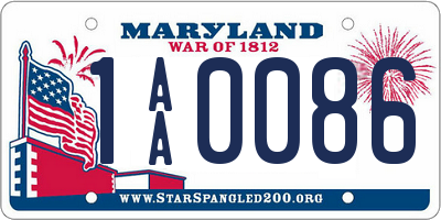 MD license plate 1AA0086