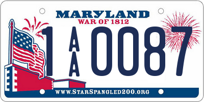 MD license plate 1AA0087