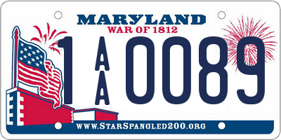 MD license plate 1AA0089