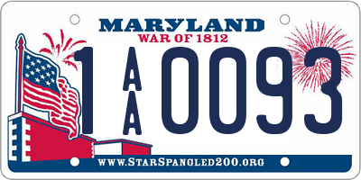 MD license plate 1AA0093