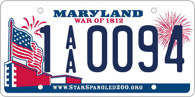 MD license plate 1AA0094