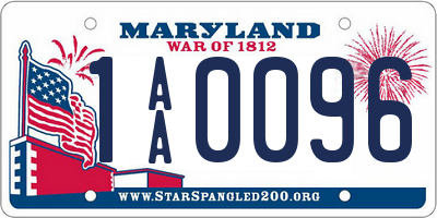 MD license plate 1AA0096