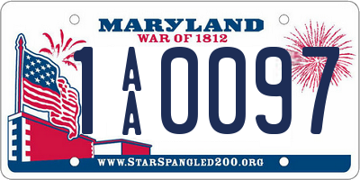 MD license plate 1AA0097