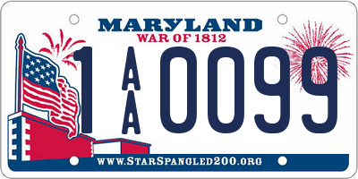 MD license plate 1AA0099