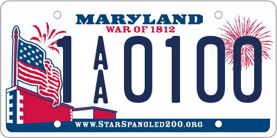 MD license plate 1AA0100