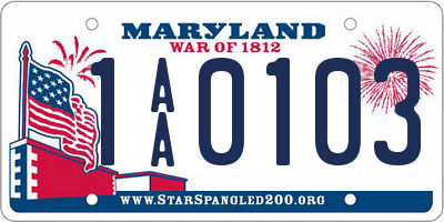 MD license plate 1AA0103