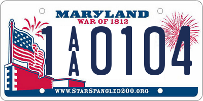 MD license plate 1AA0104