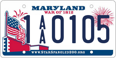 MD license plate 1AA0105