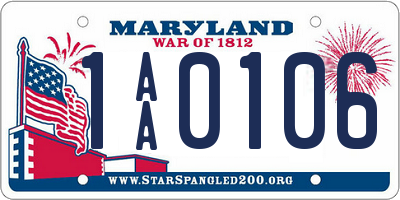 MD license plate 1AA0106