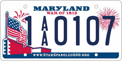 MD license plate 1AA0107