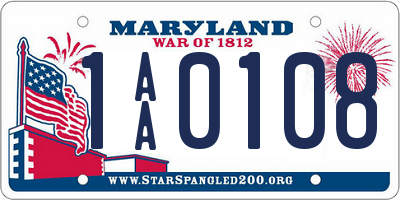 MD license plate 1AA0108