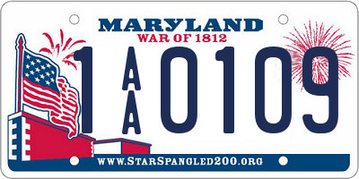 MD license plate 1AA0109