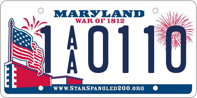 MD license plate 1AA0110