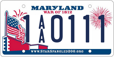 MD license plate 1AA0111