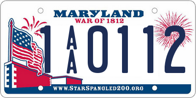 MD license plate 1AA0112