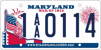 MD license plate 1AA0114