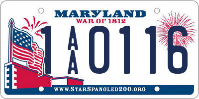 MD license plate 1AA0116