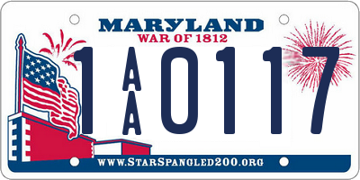 MD license plate 1AA0117