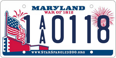 MD license plate 1AA0118